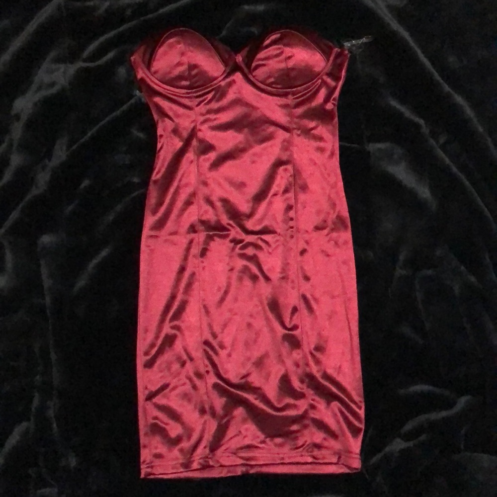 fuchsia pink dress.
